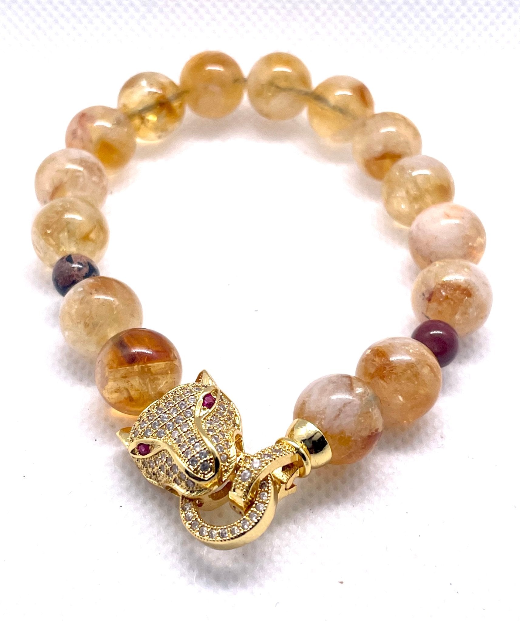 "Golden Roar: Jaguar Citrine Bracelet" - Organicmansion.com